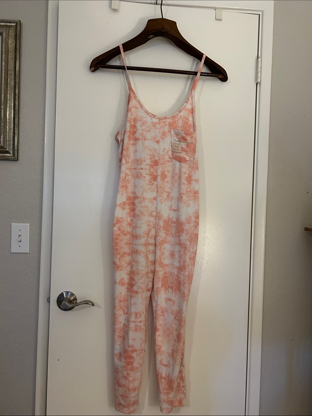 Los Angeles Trading Co Women's Peach Tie-Dye Sleeveless Pajama Jumpsuit